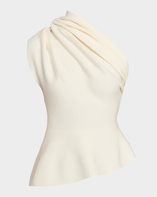 Aimee Draped One-Shoulder Peplum Top